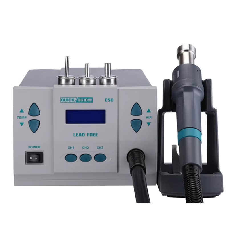 Hot Air Rework Station 861Dw - เครื่องเป่าลมร้อนกำลังสูง QUICK 861DW 1000W สำหรับงานบัดกรีและซ่อมแซมโทรศัพท์มือถือ พร้อมสถานีซ่อมแซม