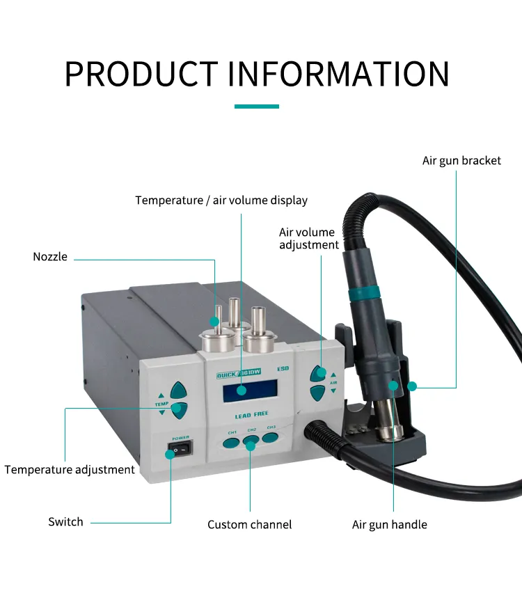 เครื่องเป่าลมร้อนกำลังสูง QUIC - Hot Air Rework Station 861Dw บทวิจารณ์และราคา