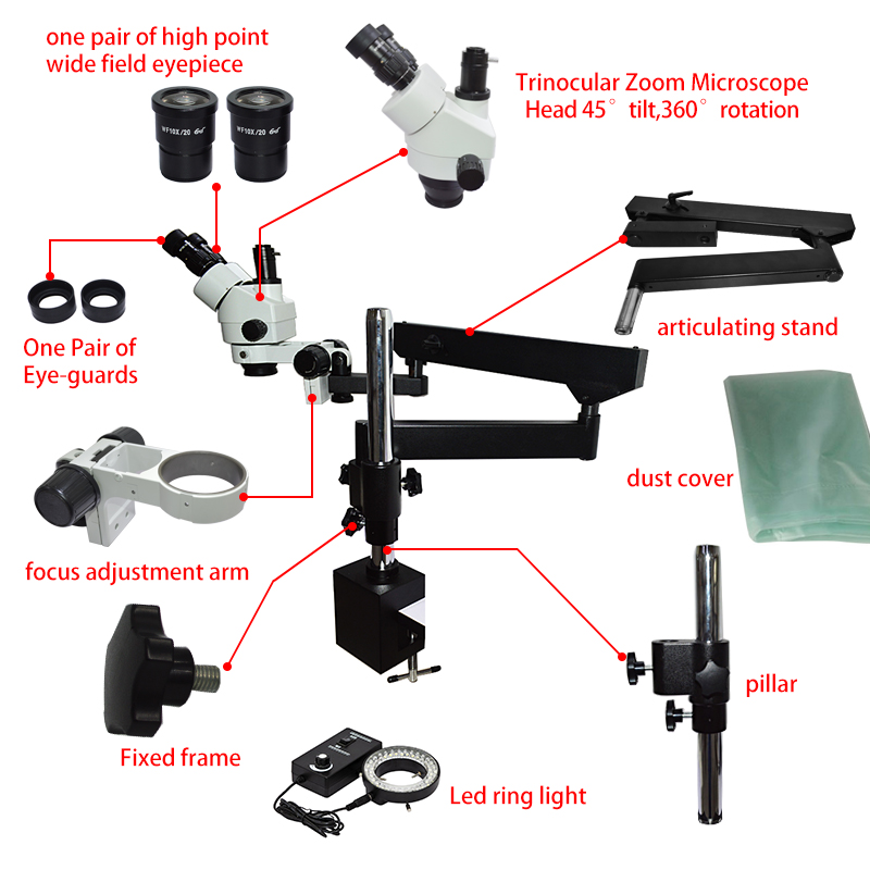 ขาตั้งกล้องจุลทรรศน์สเตอริโอแบ - Articulating Arm Boom Stand Microscope บทวิจารณ์และราคา