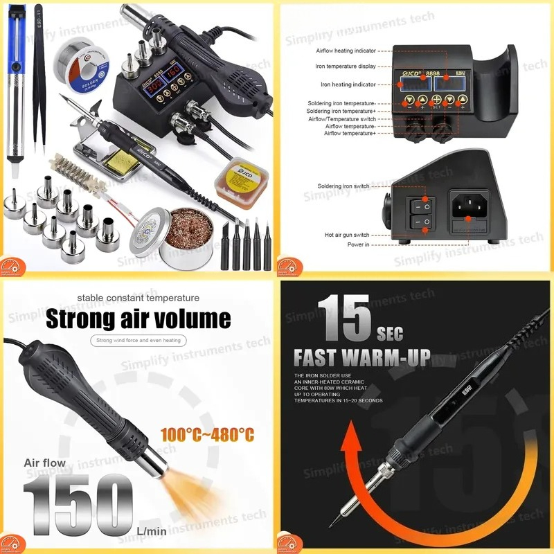 สถานีบัดกรี 8898 750W 2 in 1 ห - 2 In 1 Soldering Rework Station 750W บทวิจารณ์และราคา